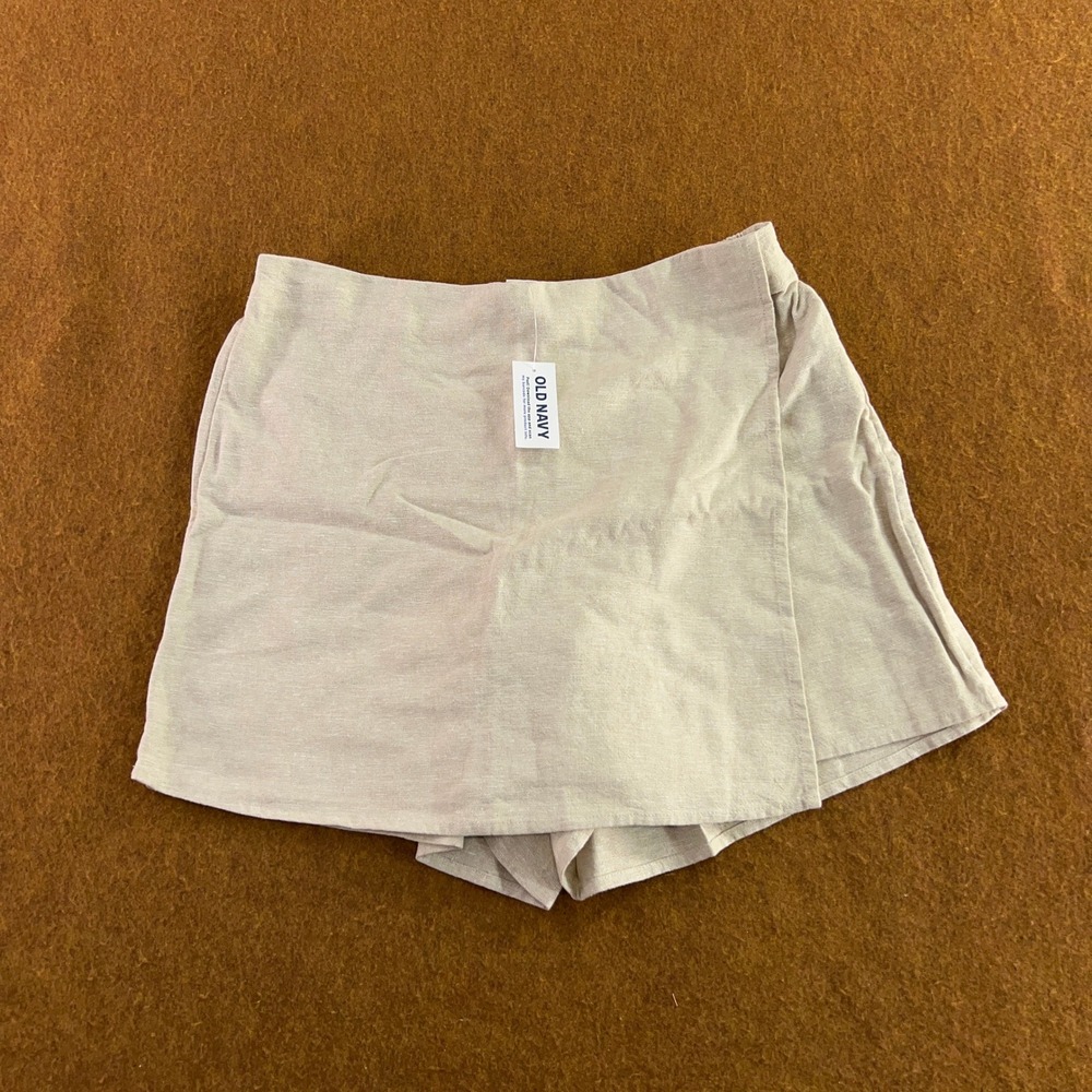 Old Navy Womens Small Beige Linen Blend Wrap Front Skort NWT
